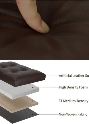 Foldable Leather Storage Ottoman with Padded Seat - Multi-functional Foot Rest and Storage Bench for Living Room and Bedroom, Supports Up to 350 lbs, Dimensions: 17x13x13 inches, Brown