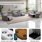 Air Leather Power Recliner Sofa Set with LED, Reclining Living Room Furniture Sets, Power Recliner Couch Set with USB Ports for House/Home Theater (Light Grey, Sofa+Loveseat+Chair)