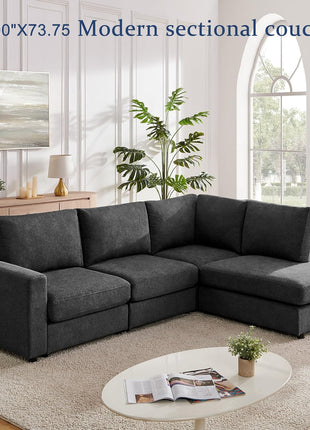 100-Inch L-Shaped Sectional Sofa with Reversible Chaise for Living Rooms, Apartments, and Compact Spaces - Grey
