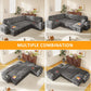 Modular Sectional Sleeper Sofa with Pull Out Bed, U Shaped 7 Seat Sectional Couches for Living Room, 108 Inch Sofa Bed with Adjustable Backrest | Hidden Storage | Wide Armrest | Grey