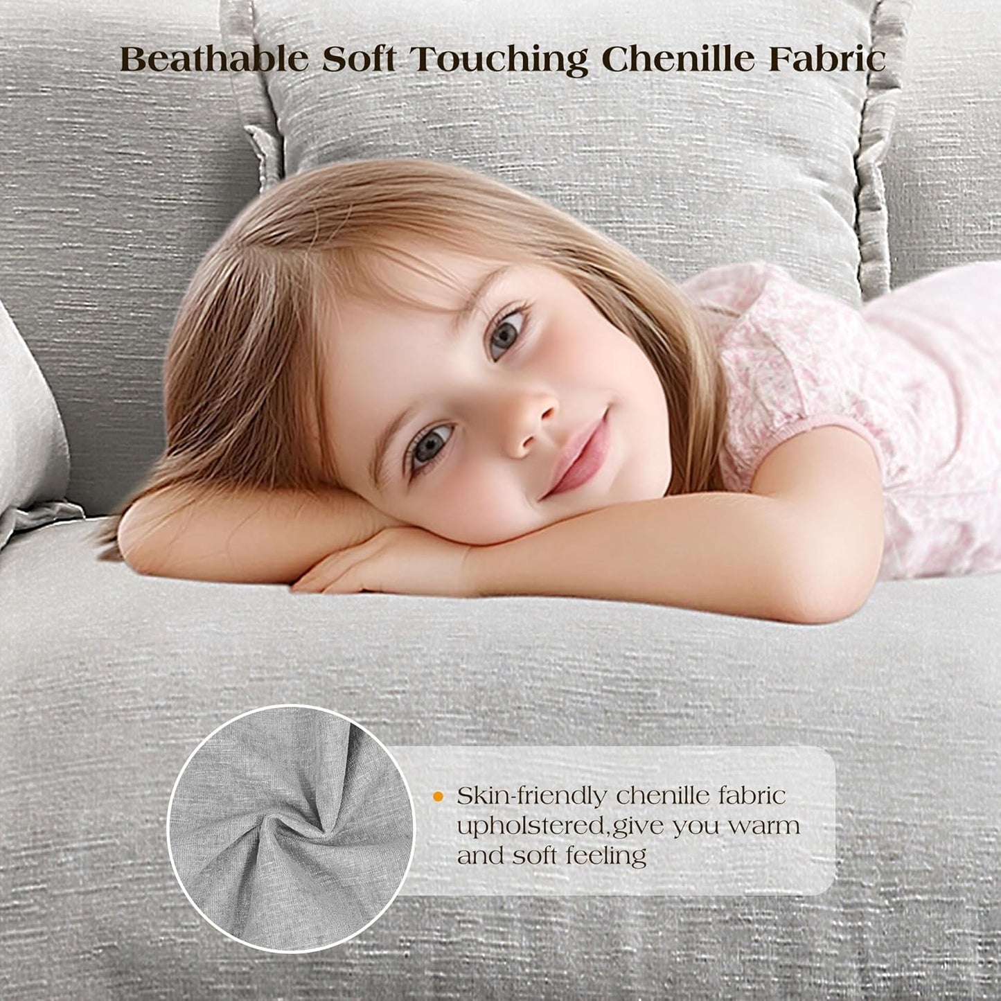 149.2" Modular Sectional Sofa,U Shaped Couch for Living Room,Modern Deep Seat Sofa 3 Seater Chenille Fabric Comfy Cloud Couches with Throw Pillows & Movable Ottoman