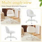 Modern Vanity Chair with Back, Velvet Desk Chair for Girls, Small Office Chair with Silent Wheels， Stylish and Comfortable, White