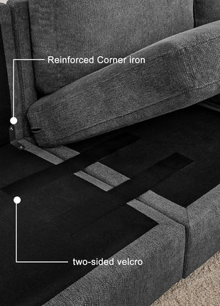100-Inch L-Shaped Sectional Sofa with Reversible Chaise for Living Rooms, Apartments, and Compact Spaces - Grey