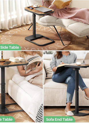 Adjustable Height Flip-Top TV Tray Table with Rounded Metal Corners - Versatile Snack Table for Compact Living Spaces