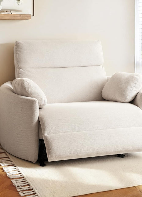 Mochi Pro 54-Inch Zero Wall Power Recliner for Oversized Comfort, Featuring Anti-Pinch Design, USB & Type-C Charging Ports, Ideal for Living Rooms and Bedrooms in Chenille Beige.