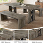 3-Piece Dining Table Set for 6 People, 70.8'' Rectangle Kitchen Table with 2 Benches for Breakfast Nook, Dining Room Furniture(Grey Table+2 Benches)