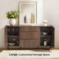 62" Sideboard Buffet Cabinet with Storage, Living Room Accent Cabinet with Drawers, Doors and Adjustable Shelves, for Bar, Kitchen, Walnut