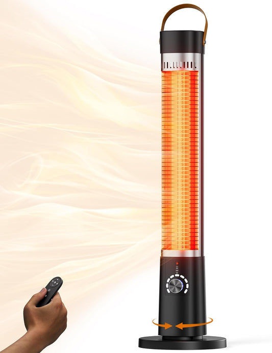 Patio Heater for Outdoor Use, Infrared Electric Outdoor Heater, 1500W Instant Heating, 60-Degree Oscillation, 9 Heat Levels, 9H Timer, Remote, for Garage, Backyard, Large Room, Indoor, 32.2”, Jet