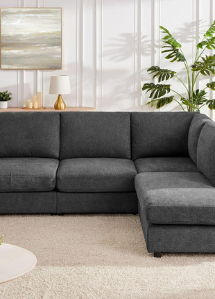 100-Inch L-Shaped Sectional Sofa with Reversible Chaise for Living Rooms, Apartments, and Compact Spaces - Grey