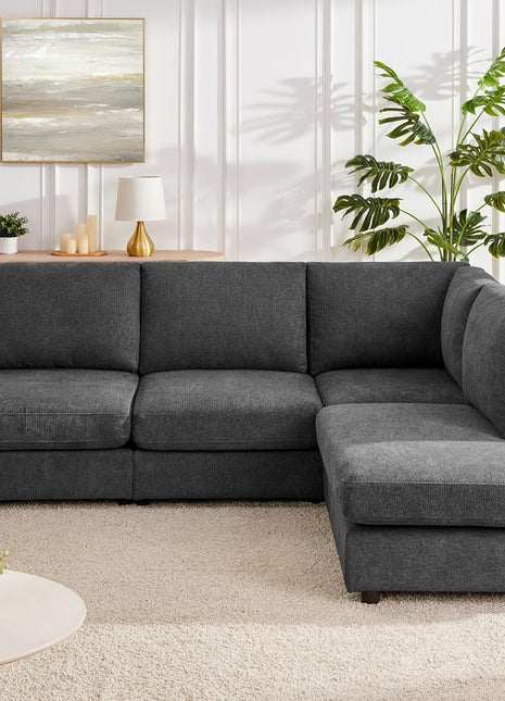 100-Inch L-Shaped Sectional Sofa with Reversible Chaise for Living Rooms, Apartments, and Compact Spaces - Grey
