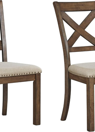 Signature Design by Ashley Moriville Set of 2 Upholstered Dining Room Chairs, 19", Brown, Modern Farmhouse Style