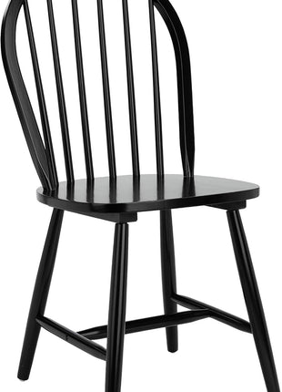 Camden Set of 2 Black Windsor Farmhouse Dining Chairs with Spindle Back, Solid Wood Construction, Americana Style (DCH8501A-SET2)