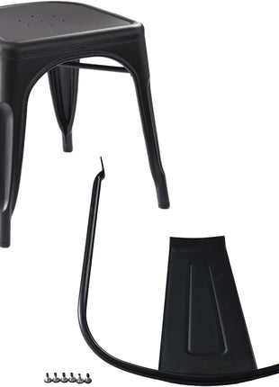 Set of 4 Stackable Metal Dining Chairs with Matte Black Finish, Easy Assembly, Suitable for Indoor and Outdoor Use