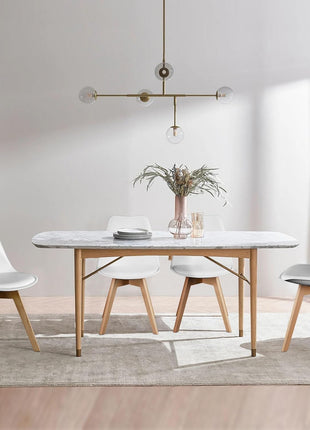 Set of 4 Mid-Century Modern Dining Chairs with Wooden Legs and PU Leather Cushions for Versatile Living Spaces, White