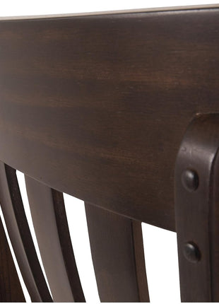 Ashley Signature Design Haddigan Set of 2 Dark Brown Faux Leather Cushioned Rake Back Dining Chairs