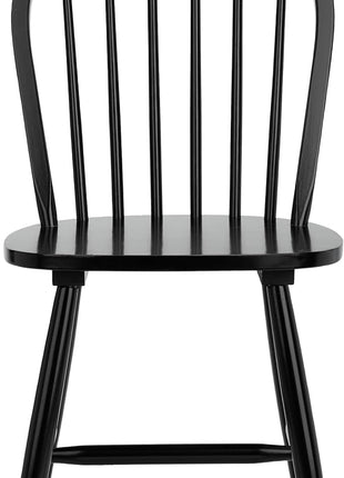 Camden Set of 2 Black Windsor Farmhouse Dining Chairs with Spindle Back, Solid Wood Construction, Americana Style (DCH8501A-SET2)