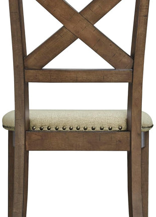 Signature Design by Ashley Moriville Set of 2 Upholstered Dining Room Chairs, 19", Brown, Modern Farmhouse Style