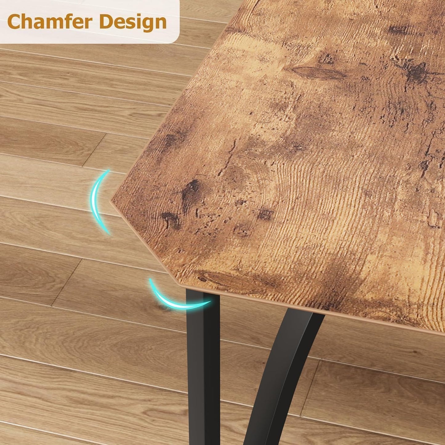 Dining Table Set for 4, Kitchen Table Set of 4 with Upholstered Cushion Chairs, Dining Room Table Set with Kitchen Chairs, Easy to Assemble, Suitable for Apartment - (Rustic Walnut)