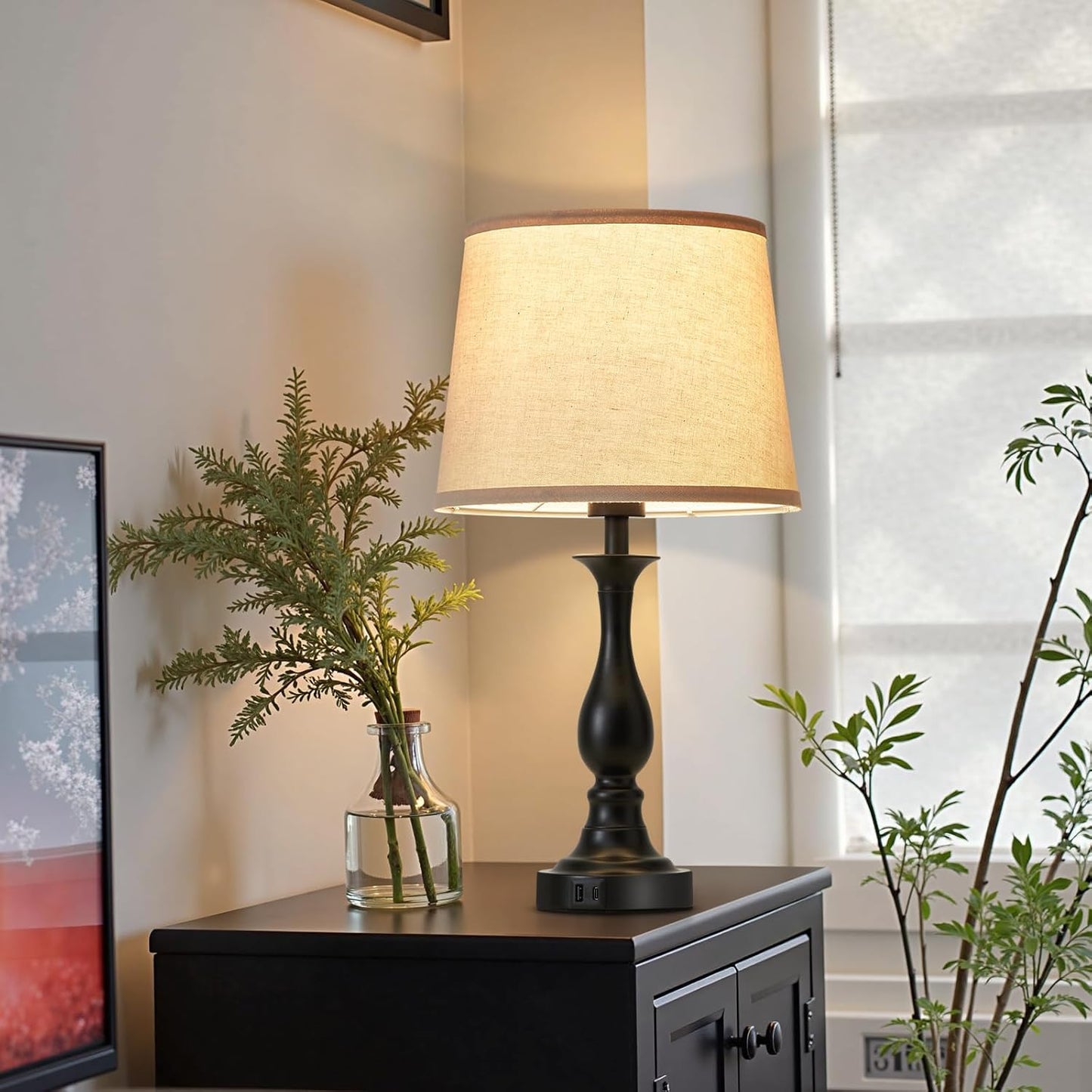 Bedside Table Lamp Touch Control Bedroom Lamps with USB a and C Charging Port 3 Way Dimmable Touch Lamps for Nightstand Living Room Bedroom Dorm Home Office Reading, Set of 2