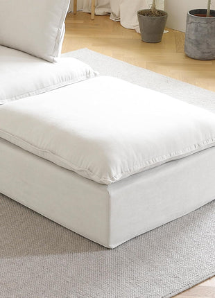 Elegant Minimalist Ottoman Module for Living Room with Removable Cushion Covers, Comfortable and Breathable Footstool in White, Perfect for Apartment Sofas