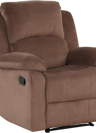 Classic Microfiber Manual Recliner Chair with Overstuffed Arms and Back for Living Room and Bedroom, Brown