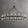 Black Wagon Wheel Chandelier 70 Inch, Large Chandeliers for High Ceilings, 24-Light Chandelier with Glass Shade, Modern Farmhouse Chandeliers for Living Room, Dining Room and Foyer(24 Bulbs Included)