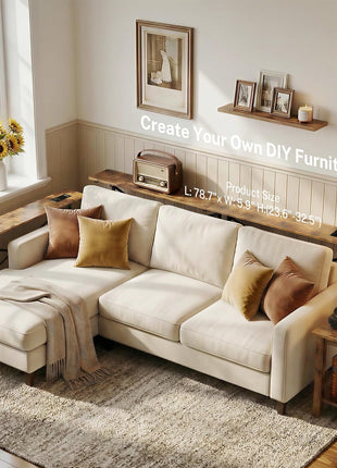 Height Adjustable 78.8" Console Table with Power Outlets and USB-C Ports, Narrow Rustic Brown Sofa Table for Living Room and Entryway (24.8"-32.5")