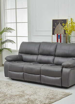 Elegant Grey Microfiber Reclining Sofa and Loveseat Set – The Perfect Blend of Comfort and Style for Your Living Space