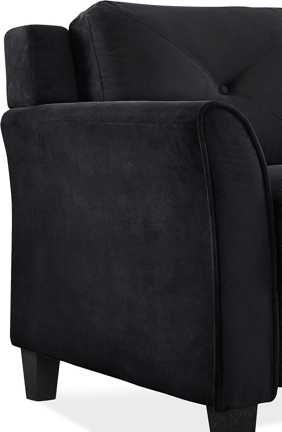 Lifestyle Solutions Harrington Sofa Upholstered Microfiber Fabric Curved Arms, Black