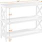 42 Inch Long Console Sofa Table, X Design Narrow Entryway Hallway Table W/ 3 Storage Shelves for Living Room, White