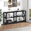 Black Console Table, Modern Industrial Sofa Table with 3 Tier Storage Shelves, Farmhouse Wooden Metal Entryway Table for Living Room, Hallway, or Foyer, Black Oak, 63 Inch