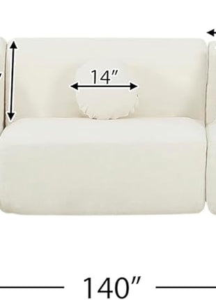 140" Curved Polyester Sectional Sofa Set - Modern Elegance with Chaise Lounge and Cushions, Fully Assembled for Immediate Enjoyment