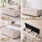 50" Storage Ottoman Bench, Tufted Ottoman with Storage for Living Room, Large End of Bed Ottomans, Modern Entryway Benchs, Window & Bedroom Benches for Foot of Bed (Beige)