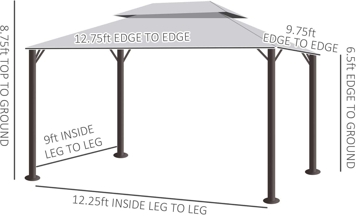 10' X 13' Patio Gazebo, Outdoor Gazebo Canopy Shelter with Netting and Curtains, Aluminum Frame for Garden, Lawn, Backyard and Deck, Light Gray