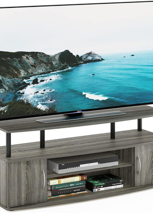 JAYA Large TV Stand for Screens up to 55 Inches in French Oak Grey and Black Finish