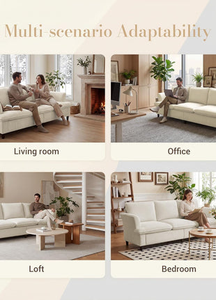 Three-Seater Corduroy Sofa, 89" Modern Couch with Deep Seat for Living Room, Office, Bedroom, and Apartment (Pillows Not Included) | Breathable, Pet-Friendly Material with Strong Support