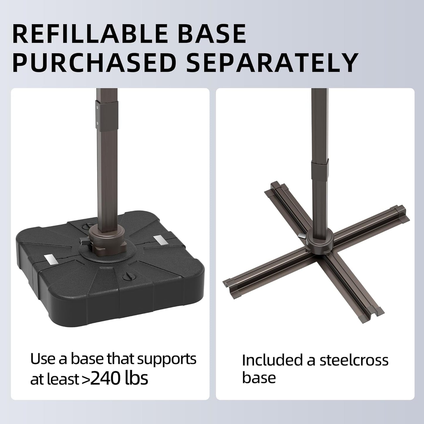 10X13Ft Cantilever Outdoor Patio Umbrellas, Double Top Large Rectangle Umbrella, Heavy Duty 360° Rotation Offset Outdoor Sun Shade Umbrella for Garden Deck Pool Backyard Patio, Grey