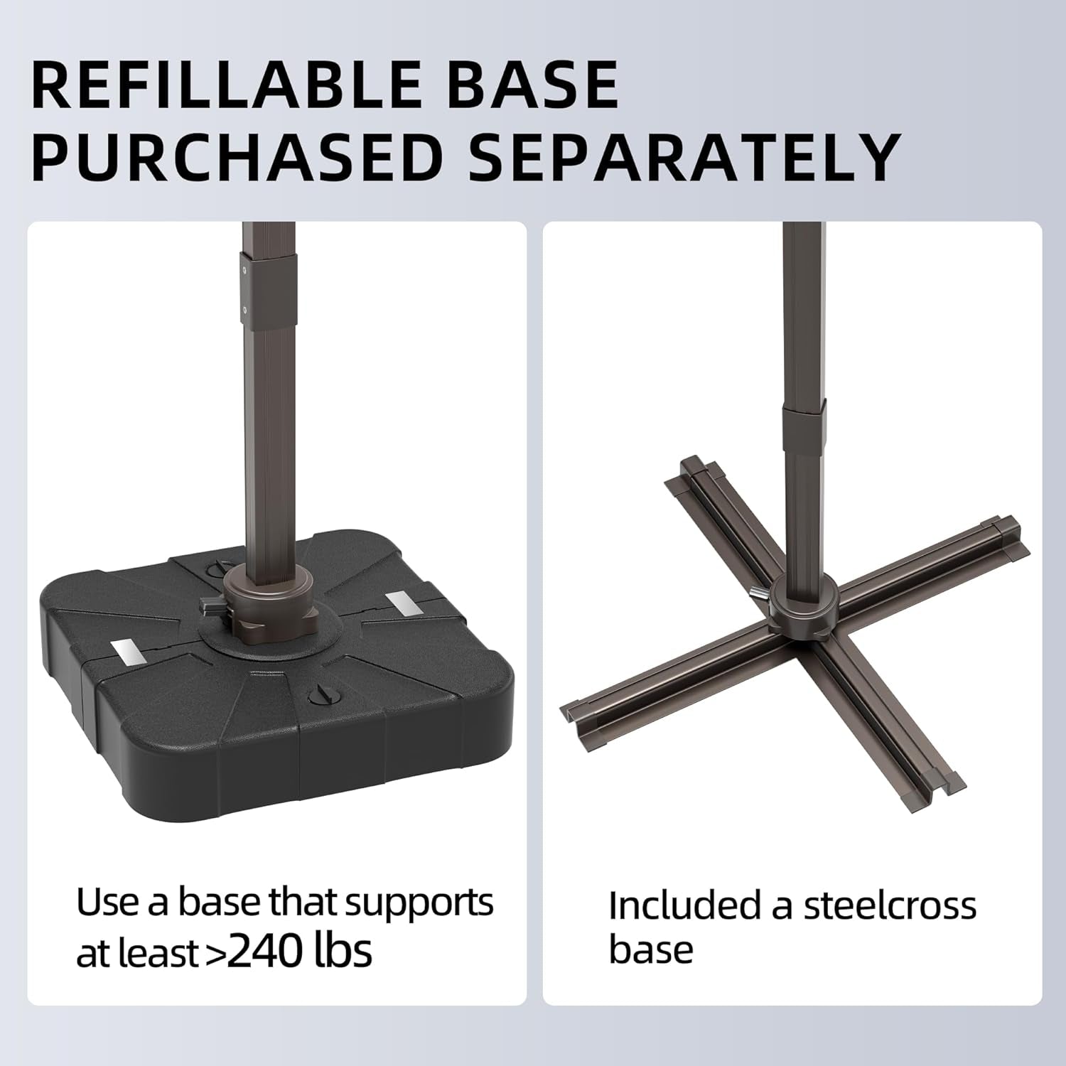 10X13Ft Cantilever Outdoor Patio Umbrellas, Double Top Large Rectangle Umbrella, Heavy Duty 360° Rotation Offset Outdoor Sun Shade Umbrella for Garden Deck Pool Backyard Patio, Grey