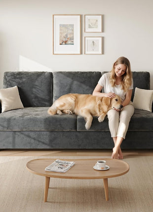89" Grey 3-Seat Sectional Sofa for Living Rooms - Comfortable Loveseat for Small Apartments with 24" Deep Seat
