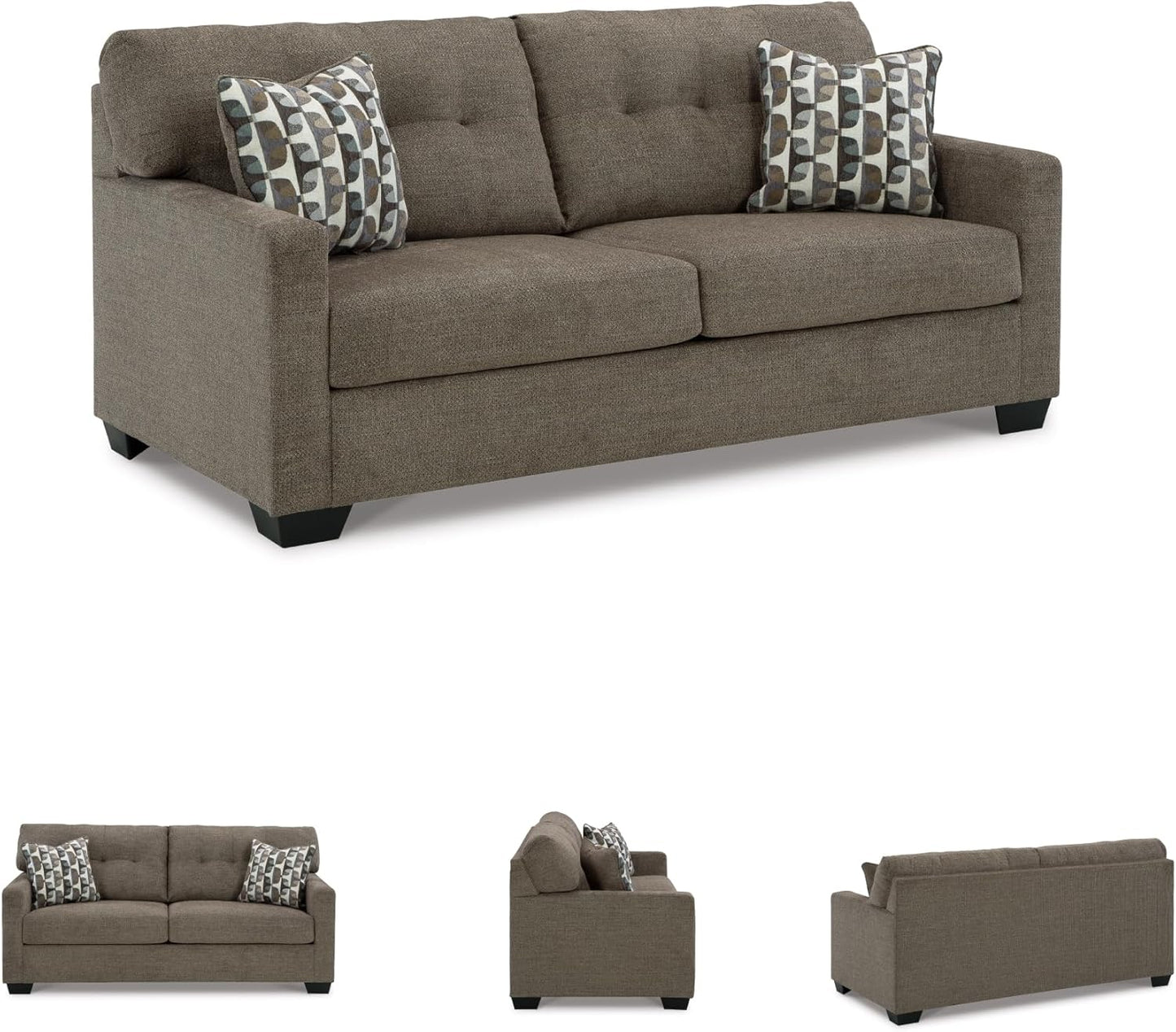 Mahoney Contemporary 2-In-1 Tufted Sofa Sleeper with Folding Gel Memory Foam Mattress, Full, Dark Brown