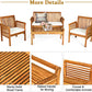 4 Piece Outdoor Acacia Wood Sofa Set with Water Resistant Cushions, Padded Patio Conversation Table Chair Set W/Coffee Table for Garden, Backyard, Poolside (1)