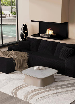 104" L-Shaped Convertible Sectional Sofa with Chaise, Modern Modular Design, Deep Seat Comfort, Easy Setup, Black