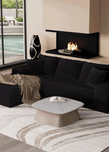 104" L-Shaped Convertible Sectional Sofa with Chaise, Modern Modular Design, Deep Seat Comfort, Easy Setup, Black