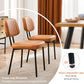 Dining Chairs Set of 2, Upholstered Mid Century Modern Kitchen Accent Chairs with Faux Leather Cushion Seat & Metal Legs for Home Office, Living Room - Brown