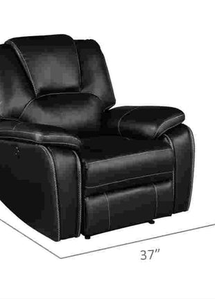 Bonded Leather Manual Recliner Sofa Set - Black Lounge Chair and Loveseat for Living Room