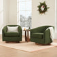 Swivel Accent Chair, FSC Certified Upholstered Velvet Barrel Chair for Living Room Set of 2, Fully Assembled, Forest Green