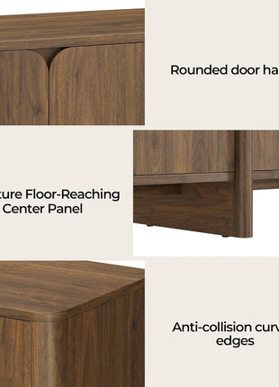 66-Inch Contemporary Sideboard Buffet Cabinet with Storage, 4 Doors and Adjustable Shelves, Perfect for Living Room, Kitchen, Hallway, and Bar, Walnut Finish