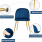 Velvet Dining Chairs Set of 4, Upholstered Mid Century Modern Dining Chairs, Armless Accent Chair with Metal Gold Legs for Living Room, Kitchen, Dining Room, Blue