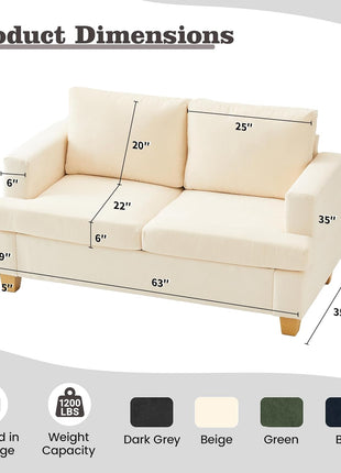 2-Piece Beige Chenille Loveseat and Sofa Set for a Comfortable Living Room Experience, Ideal for Apartments