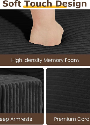 Elegant 3-Seater Convertible Futon Sofa Bed for Living Room, Featuring Comfy Pull-Out Design, 5 Pillows, Detachable Washable Cover, Upholstered in a Box, No Assembly Required, Black